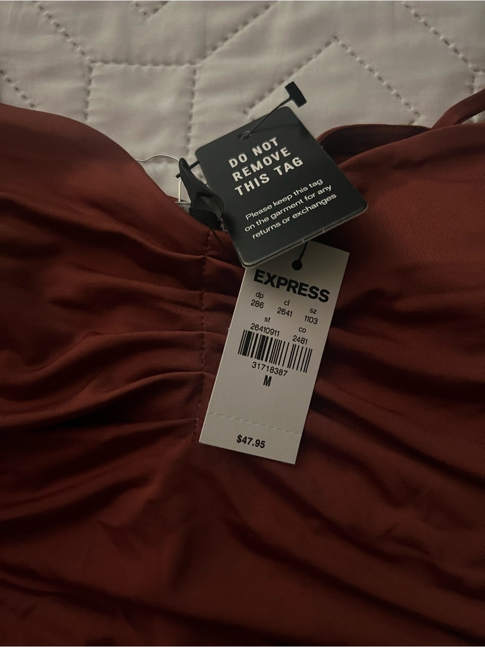 Express Brown Ruched Spaghetti-Strap Bodysuit - Picture 5 of 5